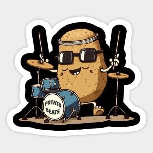 Funny Potato Drummer Boy Sticker